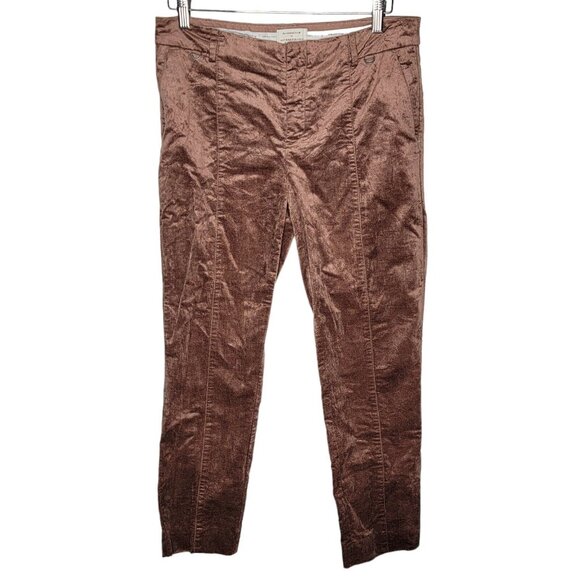 Anthropologie Pants - Anthropologie The Essential Slim Women's‎ Size 8 Pink / Brown Velvet Pants
